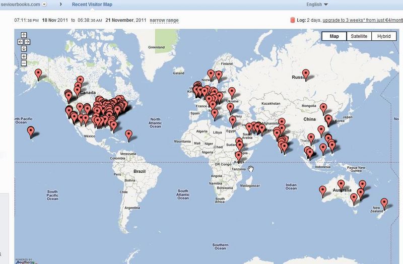 A map of the location of vistors during the period 18 to 21 November 2011